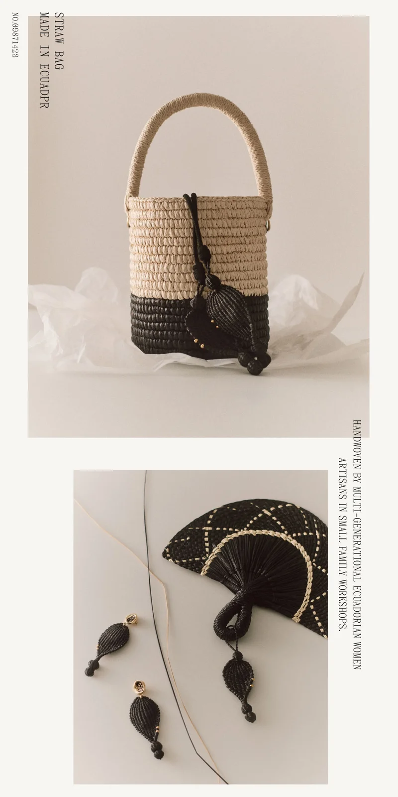 Straw Bag Made In Ecuador Handwoven By Multi-Generational Ecuadorian Women Artisans In Small Family Workshops.