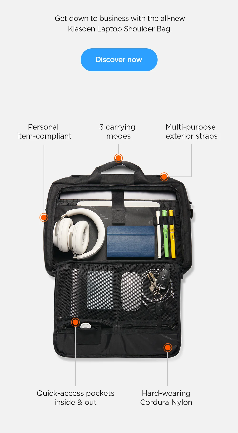 3 carrying modes. Multi-purpose exterior straps. Personal item-compliant. Quick-access pockets inside & out. Hard-wearing Cordura Nylon. Discover now.