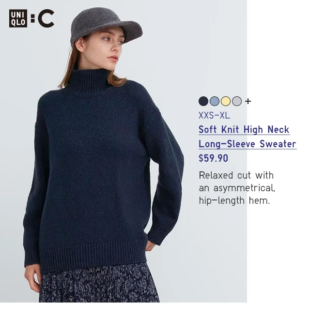 PDP3 - WOMEN SOFT KNIT HIGH NECK LONG-SLEEVE SWEATER