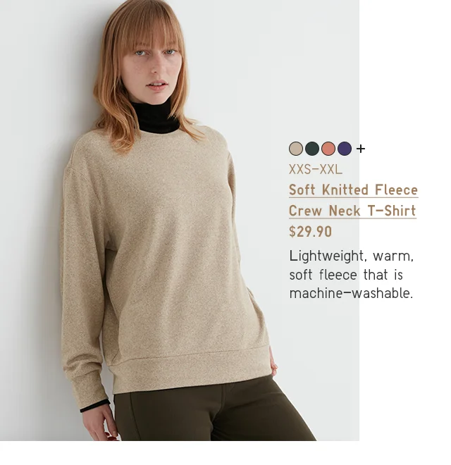 PDP1 - WOMEN SOFT KNITTED FLEECE CREW NECK T-SHIRT