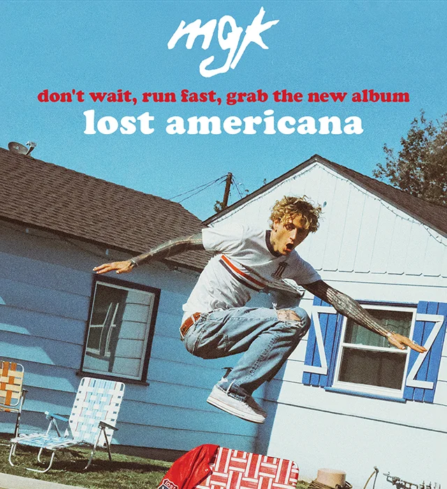 mgk don't wait, run fast, grab the new album. lost americana hot topic exclusive white vinyl lp