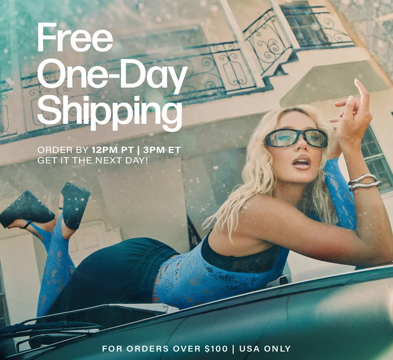 Free One-Day Shipping for $100+ (USA). Order by 12PM PT | 3PM ET for next day delivery. Stylish woman in blue.
