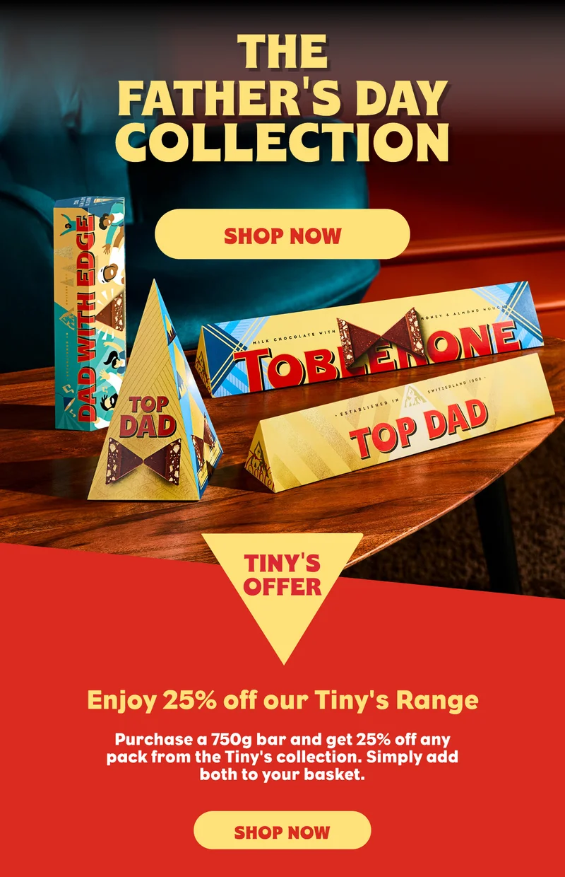 Enjoy 25% off our Tiny's Range. Purchase a 750g bar and get 25% off any pack from the Tiny's collection. Simply add both to your basket.
