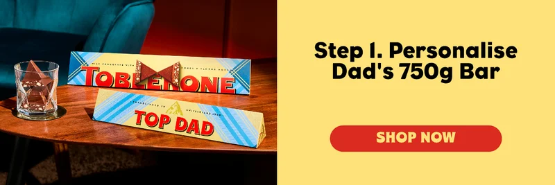 Step 1. Personalise Dad's 750g Bar - Shop Now
