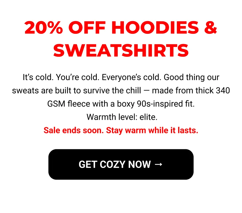 20% Off Hoodies & Sweatshirts