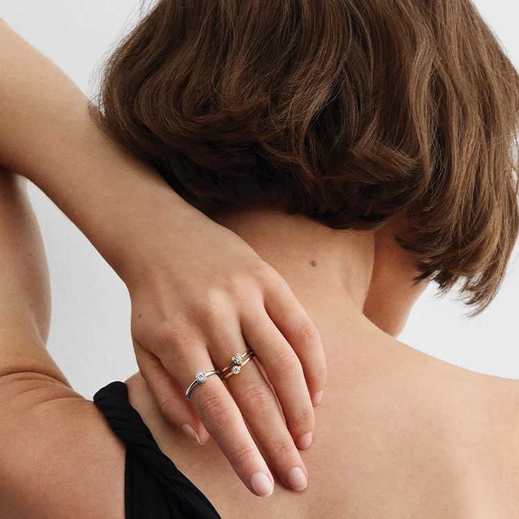 Model wearing Pandora lab-grown diamonds