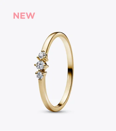 Pandora Era 14k Gold Micro Lab-grown Diamond Triple Stone Ring