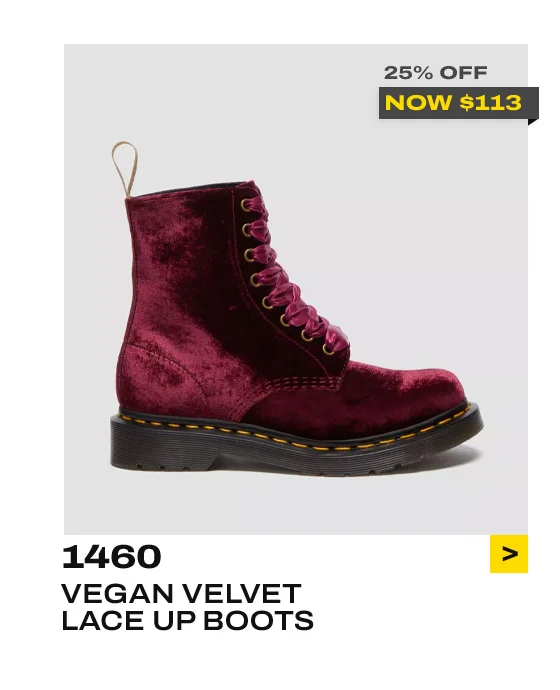 Vegan 1460 Velvet Lace Up Boots
