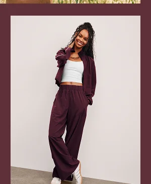 Easy Wide Leg Pant in Black Cherry