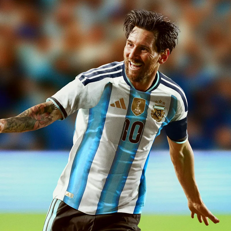 Lionel Messi wearing Argentina Home Jersey
