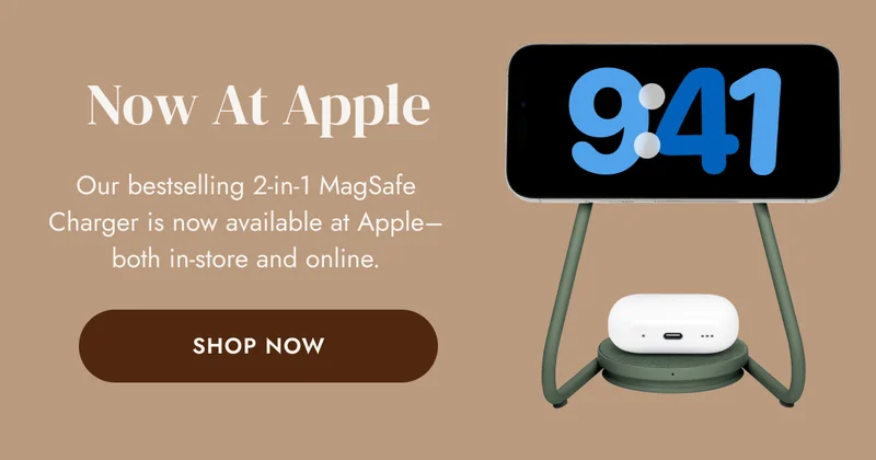 Our bestselling 2-in-1 MagSafe Charger is now available at Apple—both in-store and online. Shop Now
