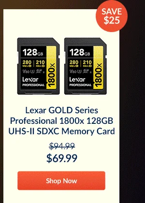 Lexar GOLD Series Professional 1800x 128GB UHS-II SDXC Memory Card