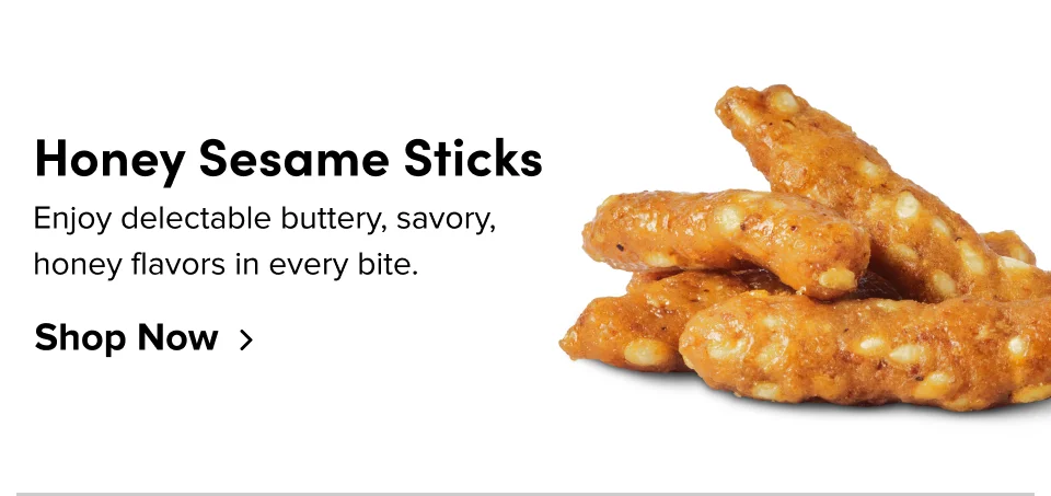 Honey Sesame Sticks: Enjoy delectable buttery, savory, honey flavors in every bite; Shop now