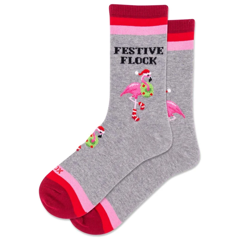 Image of Fuzzy Festive Flock Women's Crew Socks