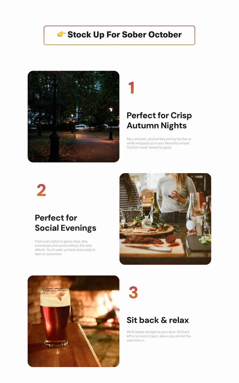 Stock up for Sober October - perfect for crisp autumn nights spent socialising, evening sit-backs, and relax and enjoy