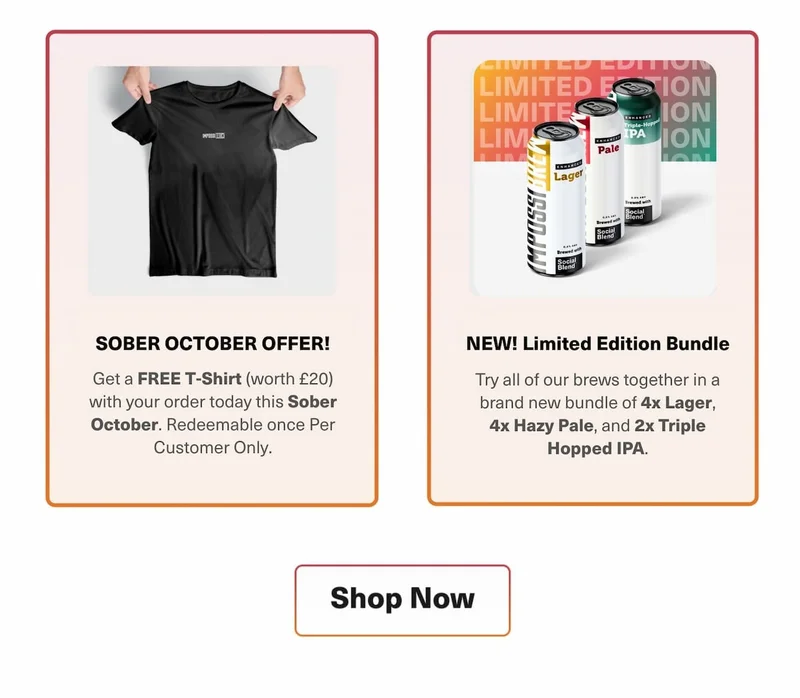 Sober October offer: Get a free t-shirt worth £20 with our new limited edition bundle. You can try on all of these together.