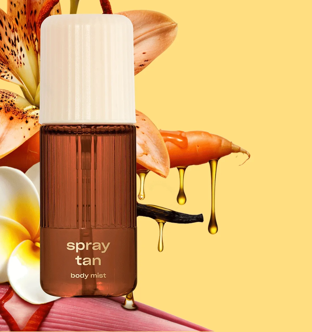 tanning oil accord monoi carrot banana flower tiger lily tahitian vanilla