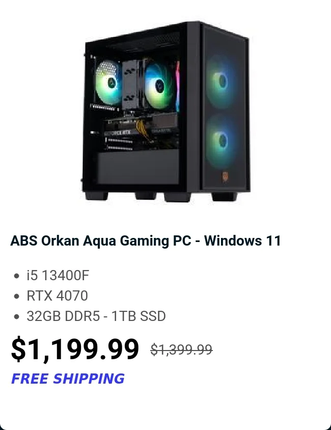 ABS Orkan Aqua Gaming PC - Windows 11