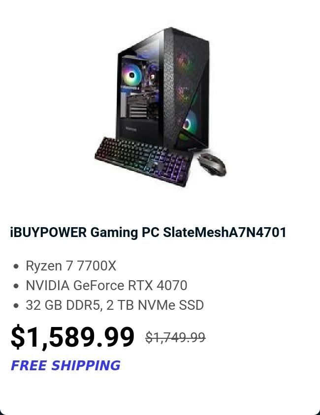 iBUYPOWER Gaming PC SlateMeshA7N4701