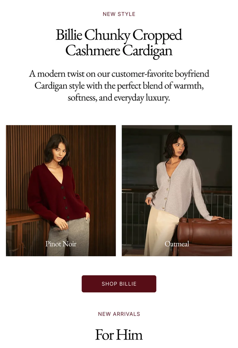 NEW ARRIVAL Billie Chunky Cropped Cashmere Cardigan Pinot Noir Oatmeal SHOP WOMENS | NEW ARRIVAL Billie Chunky Cropped Cashmere Cardigan | NEW ARRIVALS New For Him