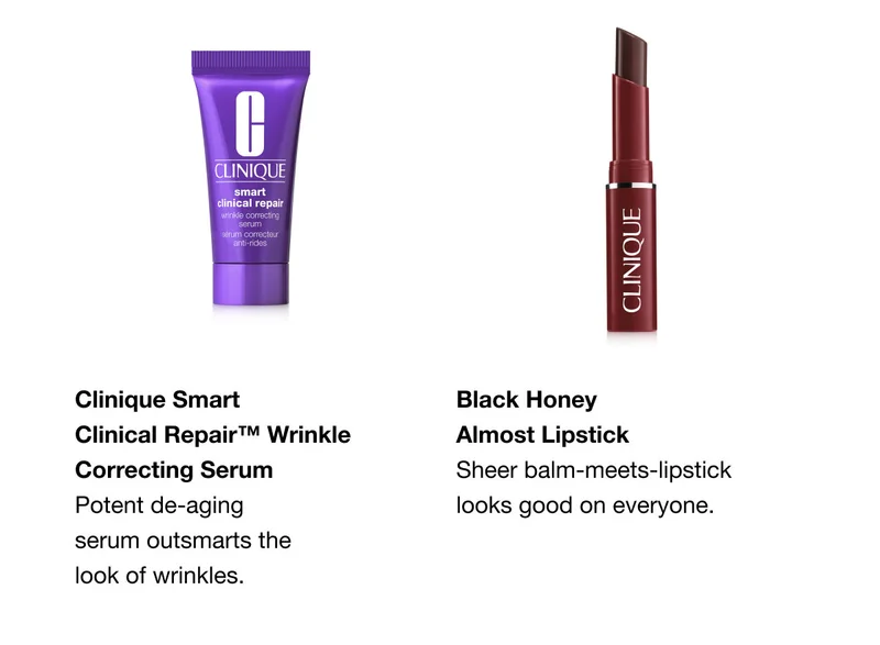 Clinique Smart Clinical Repair™ Wrinkle Correcting Serum Potent de-aging serum outsmarts the look of wrinkles. | Black Honey Almost Lipstick Sheer balm-meets-lipstick looks good on everyone.