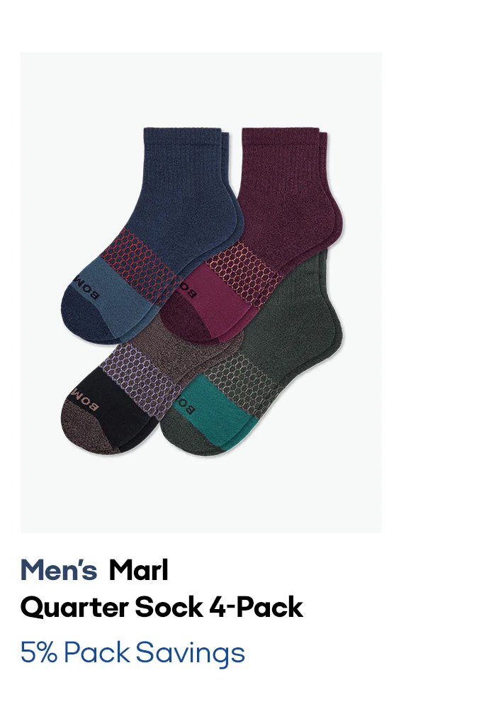 Men's Marl Quarter Sock 4-Pack | 5% Pack Savings