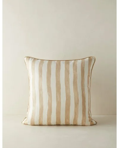 Painterly Stripe Linen Pillow by Sarah Sherman Samuel-Natural and Ivory / Square / Pillow Cover Only