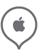 Chat bubble icon with Apple logo in center