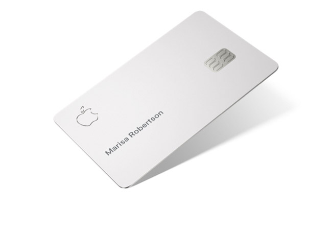 A silver Apple Card, credit card