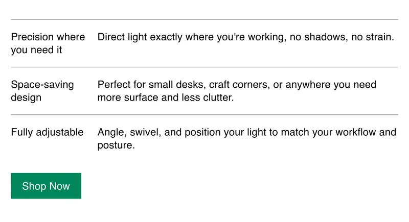 Precision where you need it | Space-saving design | Fully adjustable