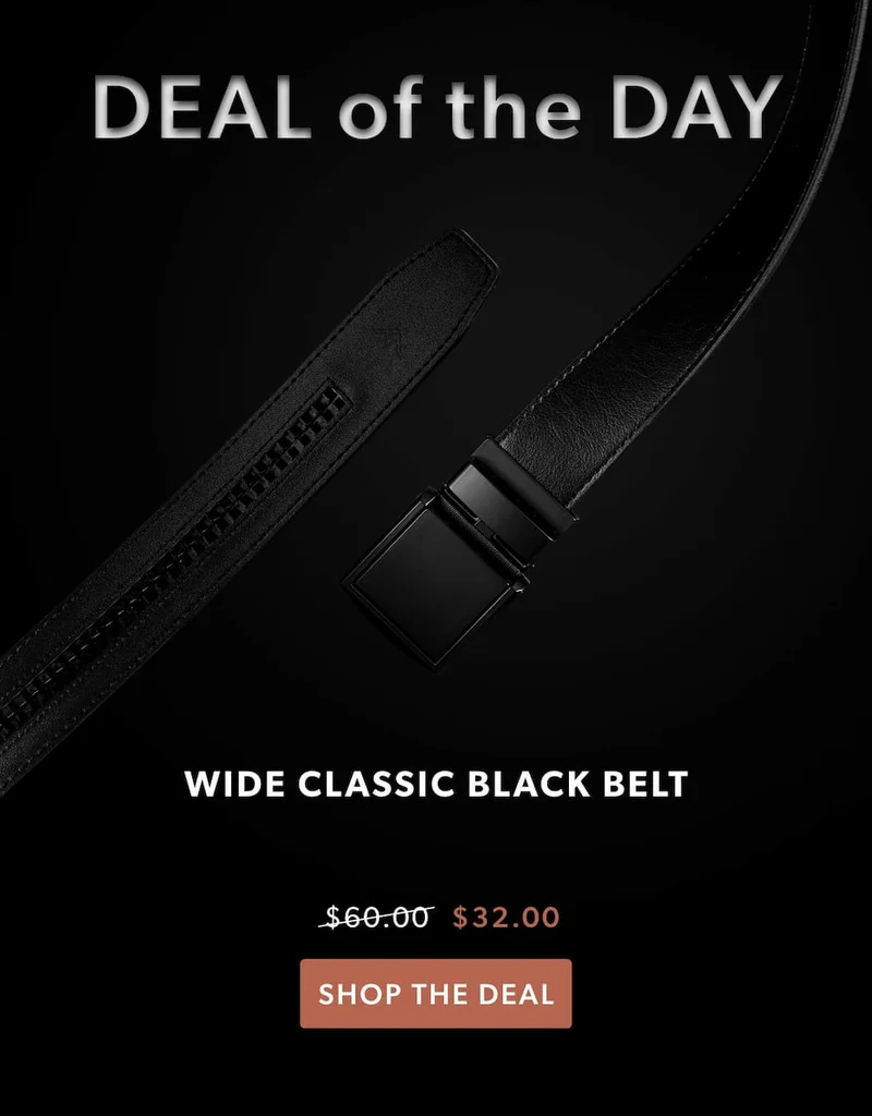 Deal of the Day. Wide black belt. Only $32