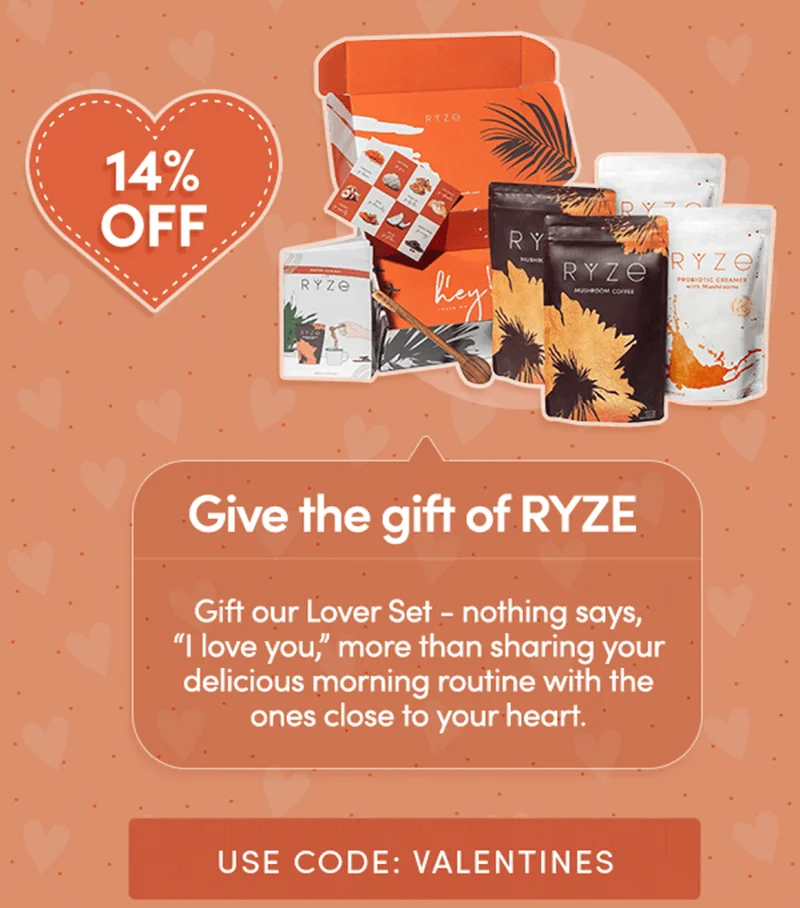 give the gift of ryze | gift our lover set - nothing says "i love you," more than sharing your delicious morning routine with the ones close to your heart | use code valentines