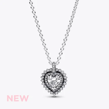 Sparkling Heart Halo Pendant Necklace