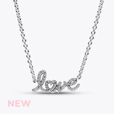 Sparkling Handwritten Love Collier Necklace