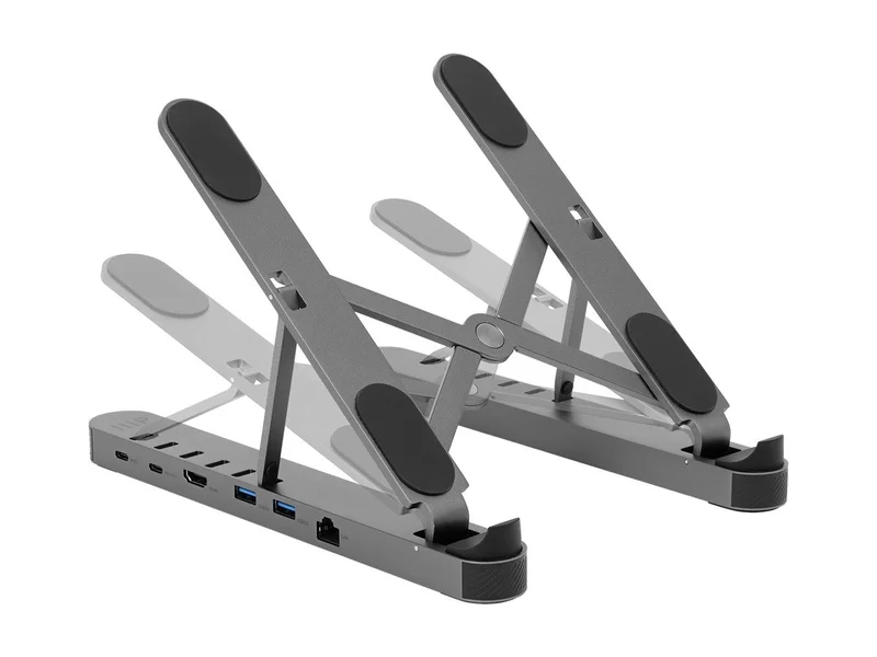 6-in-1 Portable Folding Laptop Stand and USB-C Docking Station with 4K HDMI, Gigabit Ethernet, With Adjustable Angles