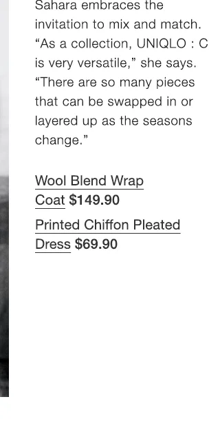 PDP 3 - WOMEN WOOL BLEND WRAP COAT, WOMEN PRINTED CHIFFON PLEATED DRESS