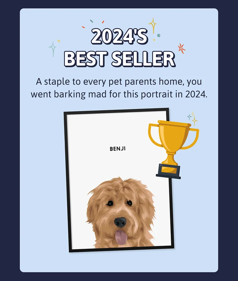 Sub-Heading: 2024's Best Seller Body: A staple to every pet parents home, you went barking mad for this portrait in 2024.