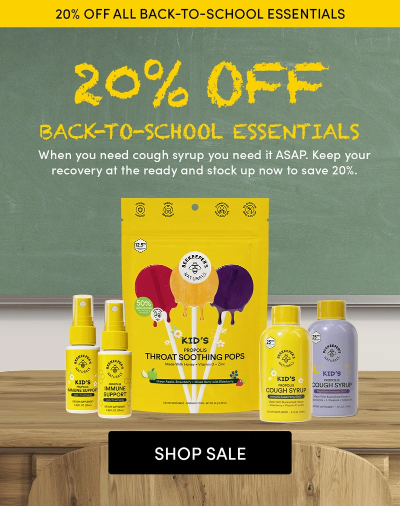 20% off All Back-to-School Essentials      20% Off Back-to-School Essentials  When you need cough syrup you need it ASAP. Keep your recovery at the ready and stock up now to save 20%.