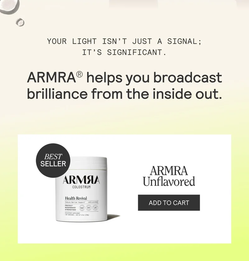ARMRA Colostrum container labeled Best Seller with an ‘Add to Cart’ button.