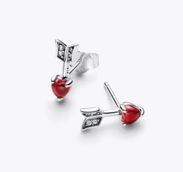Arrow & Murano Glass Heart Stud Earrings