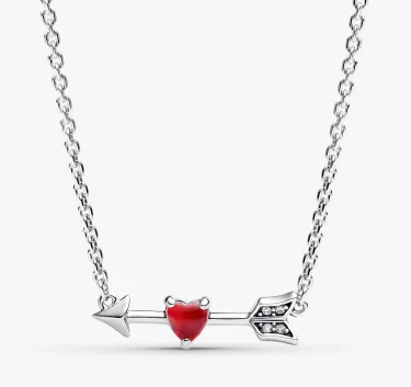 Arrow & Murano Glass Heart Necklace