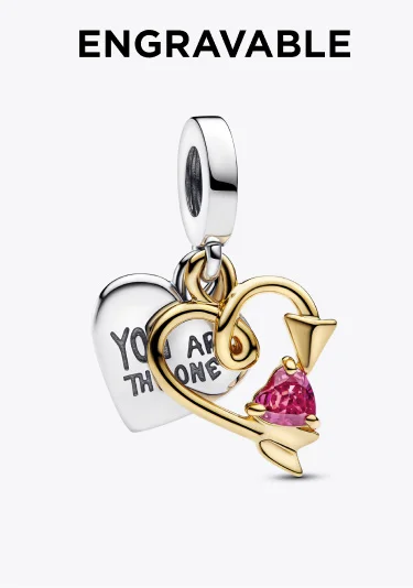 Engravable Heart & Arrow Double Dangle Charm