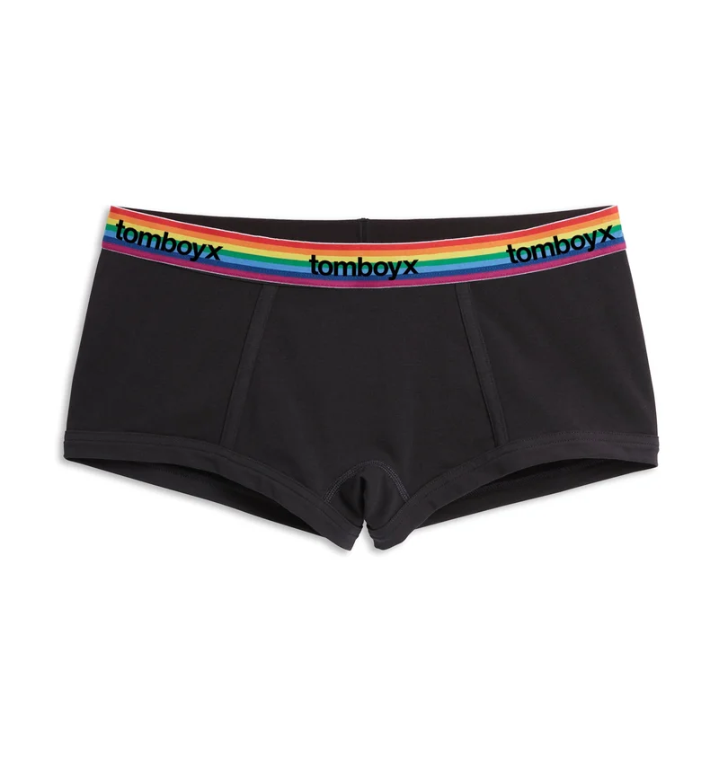 Image of Boy Shorts - Black Rainbow Logo