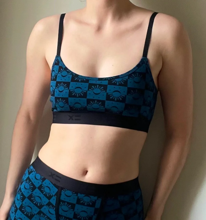 Image of Low Cut Soft Bra - Celestial Check