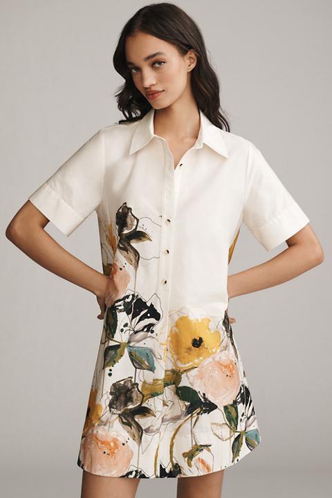 The Leigh Viner Pollie Short-Sleeve Swing Tunic Mini Dress