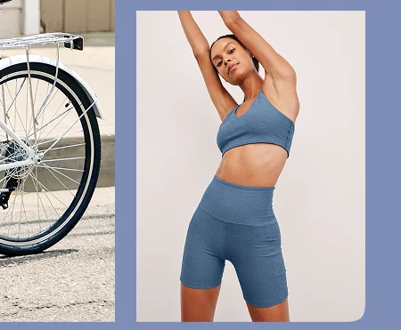 Spacedye Keep Pace 3" Biker Short in Washed Denim