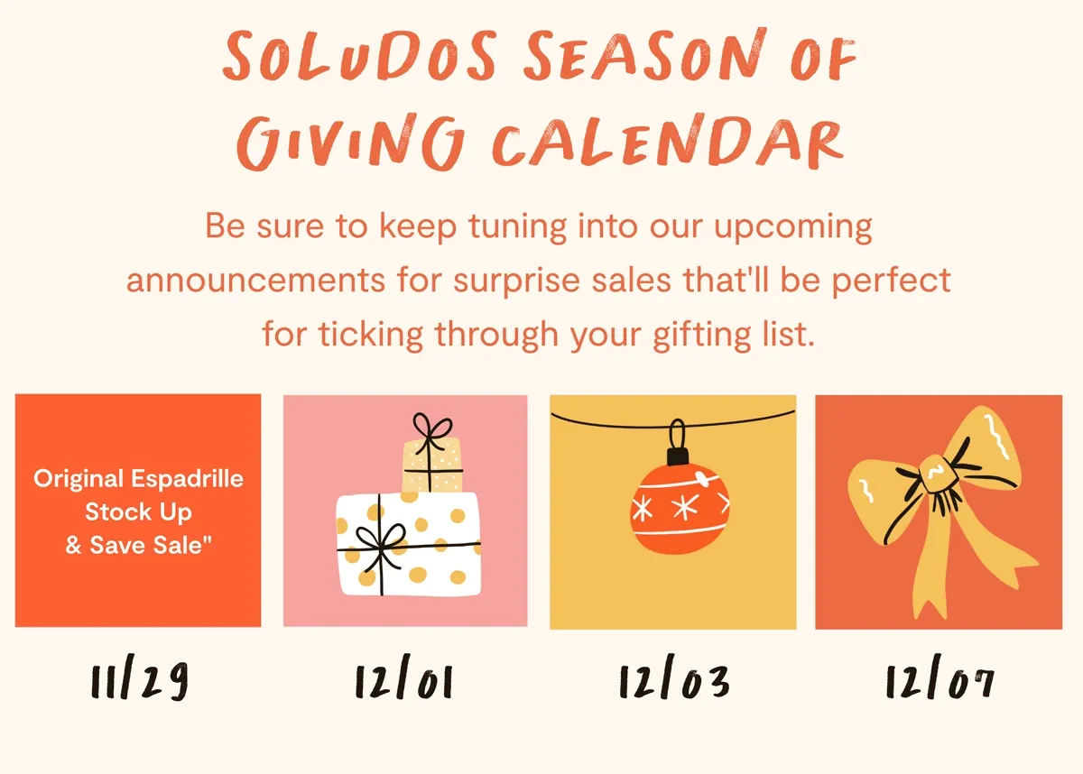 Soludos Season of Giving Calendar