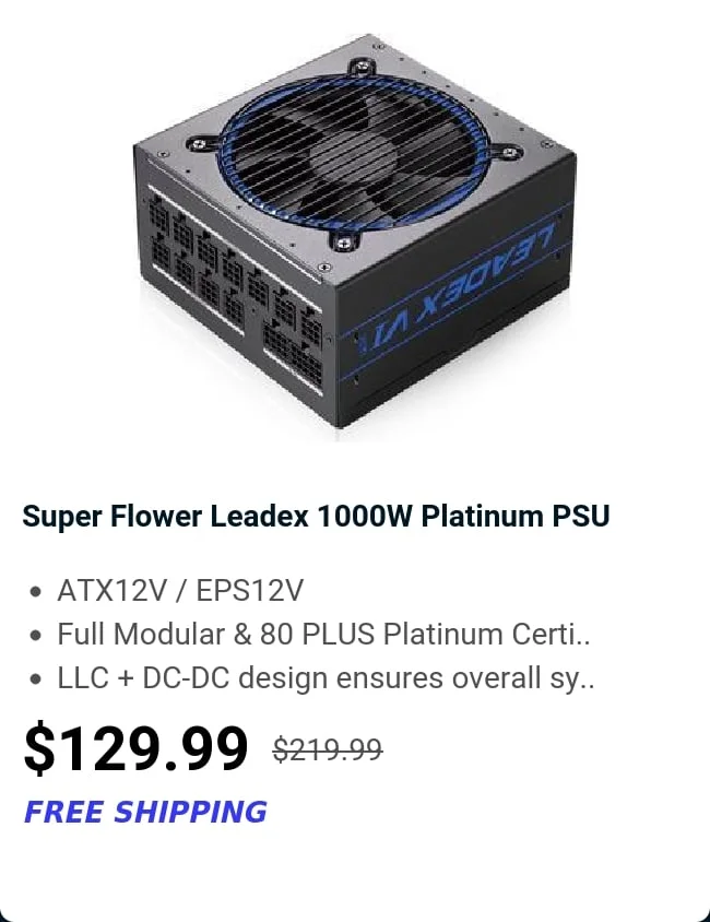 Super Flower Leadex 1000W Platinum PSU