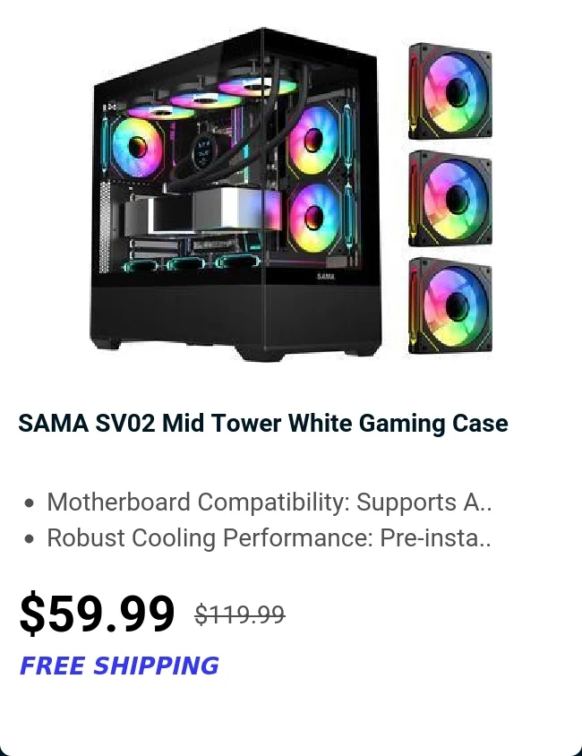 SAMA SV02 Mid Tower White Gaming Case