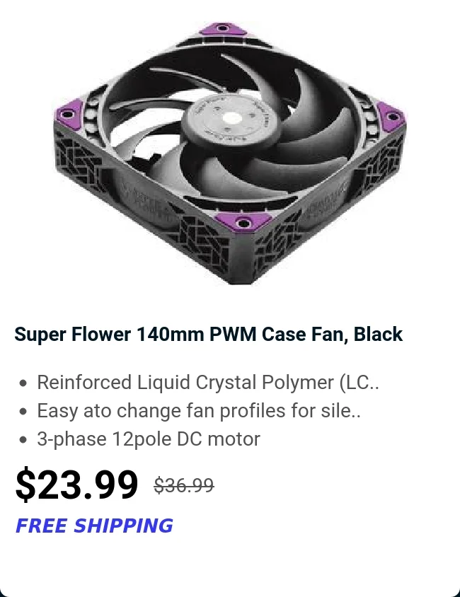 Super Flower 140mm PWM Case Fan, Black